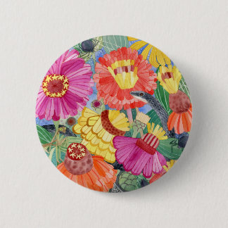 Macaron Rond 5 Cm Bouton Black Racer et Zinnias