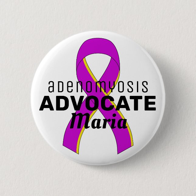 Macaron Rond 5 Cm Bouton blanc Adenomyosis Advocate Ribbon (Devant)