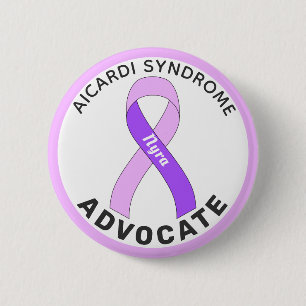 Macaron Rond 5 Cm Bouton blanc Aicardi Syndrome Advocate de ruban
