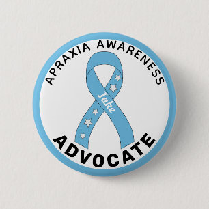 Macaron Rond 5 Cm Bouton blanc Apraxia Awareness Advocate