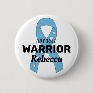 Macaron Rond 5 Cm Bouton blanc Apraxia Warrior