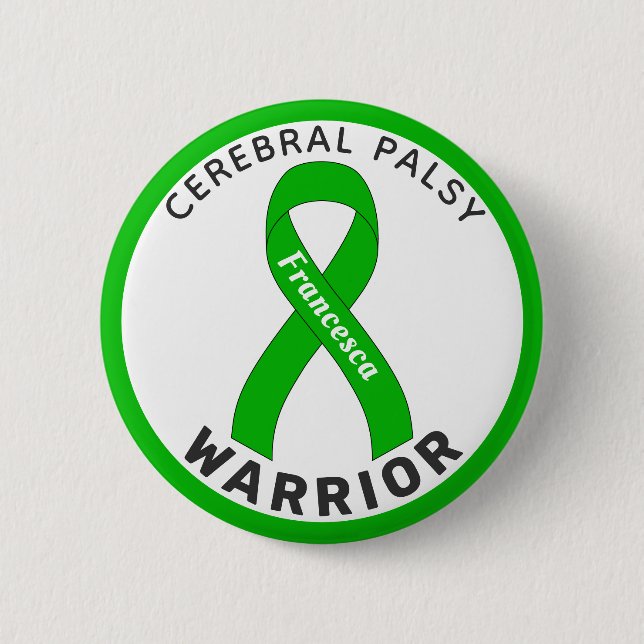 Macaron Rond 5 Cm Bouton blanc Cérébral Palsy Warrior (Devant)