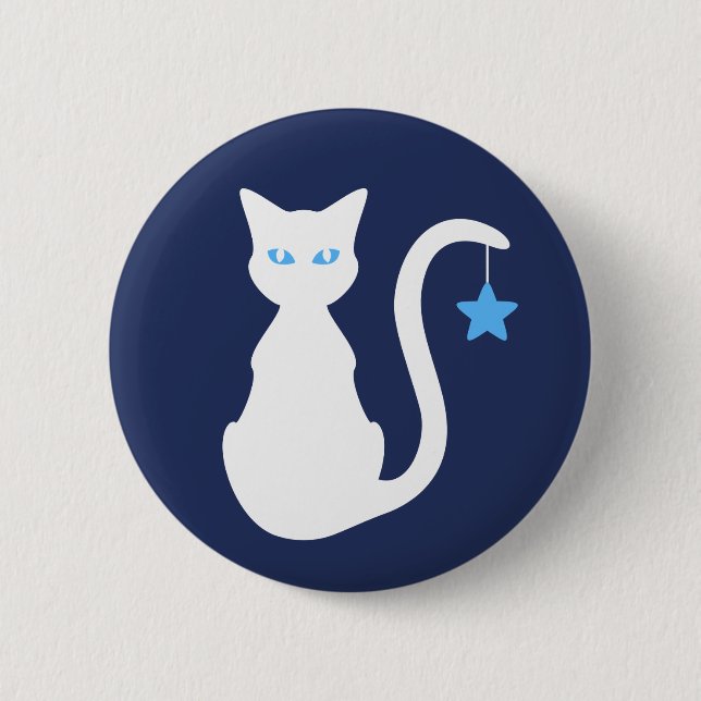Macaron Rond 5 Cm Bouton blanc de chat (Devant)
