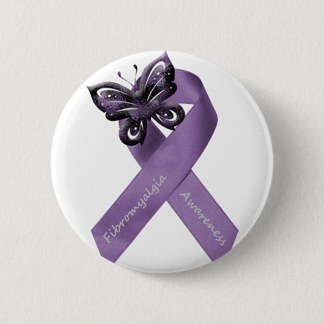 Macaron Rond 5 Cm Bouton blanc de fibromyalgie (Devant)