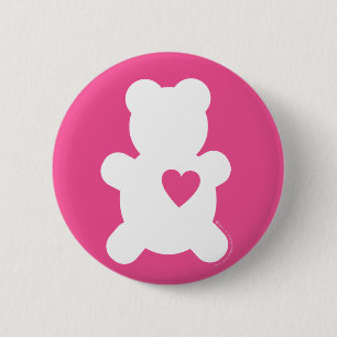 Macaron Rond 5 Cm Bouton blanc de nounours d'amour