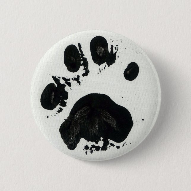 Macaron Rond 5 Cm Bouton blanc d'empreinte de patte de tigre (Devant)