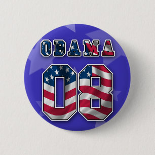 MACARON ROND 5 CM BOUTON BLANC D'OBAMA ET BLEU ROUGE