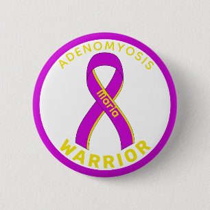 Macaron Rond 5 Cm Bouton blanc du ruban Adenomyosis Warrior