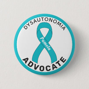 Macaron Rond 5 Cm Bouton blanc Dysautonomia Advocate Ribbon