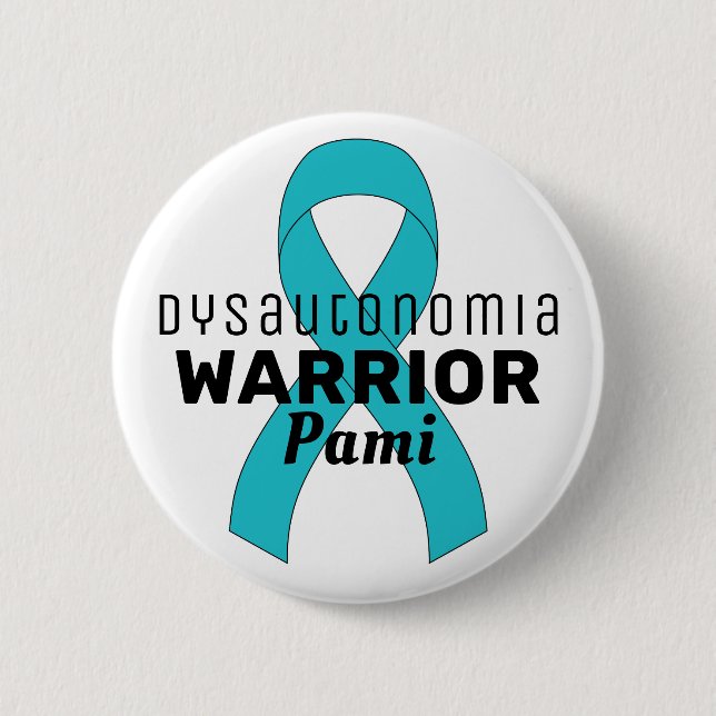 Macaron Rond 5 Cm Bouton blanc Dysautonomia Warrior Ribbon (Devant)
