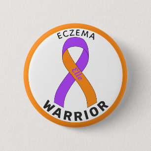 Macaron Rond 5 Cm Bouton blanc Eczema Warrior
