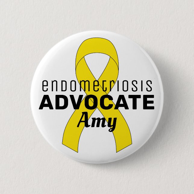 Macaron Rond 5 Cm Bouton blanc Endometriosis Advocate de ruban (Devant)