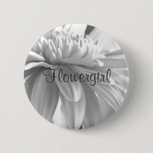 Macaron Rond 5 Cm Bouton blanc et noir de Flowergirl de marguerite