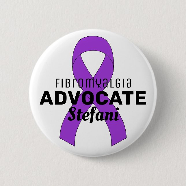 Macaron Rond 5 Cm Bouton blanc Fibromyalgia Advocate de ruban (Devant)