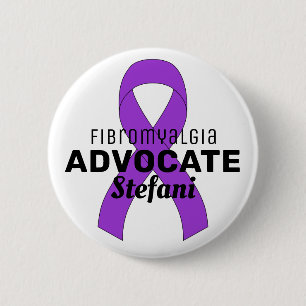 Macaron Rond 5 Cm Bouton blanc Fibromyalgia Advocate de ruban