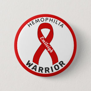Macaron Rond 5 Cm Bouton blanc Hemophilia Warrior Ribbon