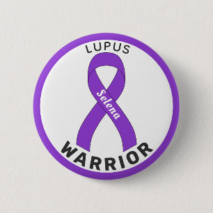 Macaron Rond 5 Cm Bouton blanc Lupus Warrior Ribbon