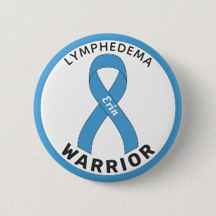 Macaron Rond 5 Cm Bouton blanc Lymphedema Warrior