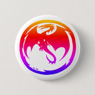 Macaron Rond 5 Cm Bouton blanc Neon Dragon