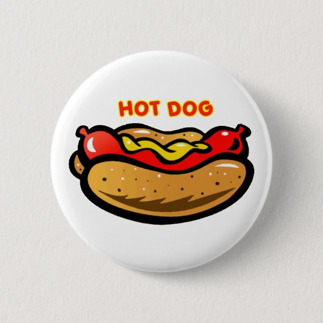 Macaron Rond 5 Cm Bouton blanc personnalisé Hot Dog (Devant)