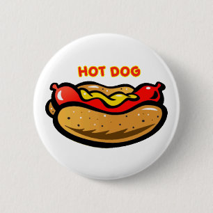 Macaron Rond 5 Cm Bouton blanc personnalisé Hot Dog