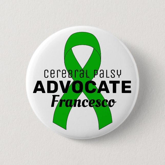 Macaron Rond 5 Cm Bouton blanc Ribbon pour l'avocat de la paralysie  (Devant)