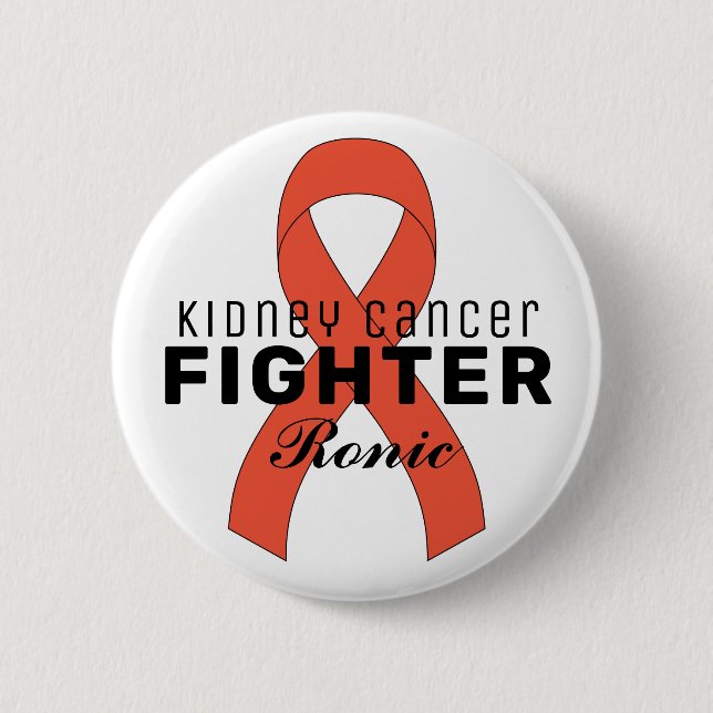 Macaron Rond 5 Cm Bouton blanc Ruban Cancer du rein (Devant)