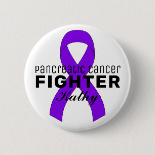 Macaron Rond 5 Cm Bouton blanc Ruban cancer pancréatique