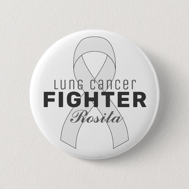 Macaron Rond 5 Cm Bouton blanc Ruban du cancer du poumon (Devant)
