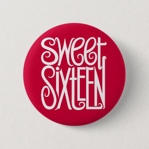 Macaron Rond 5 Cm Bouton blanc Sweet sixteen