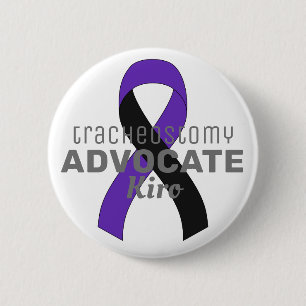 Macaron Rond 5 Cm Bouton blanc Tracheostomy Advocate de ruban