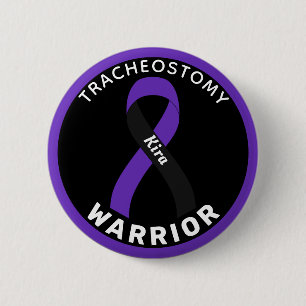 Macaron Rond 5 Cm Bouton blanc Tracheostomy Warrior Ribbon
