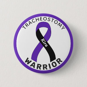 Macaron Rond 5 Cm Bouton blanc Tracheostomy Warrior Ribbon