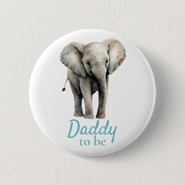 Macaron Rond 5 Cm Bouton bleu Baby shower Elephant Daddy (Devant)