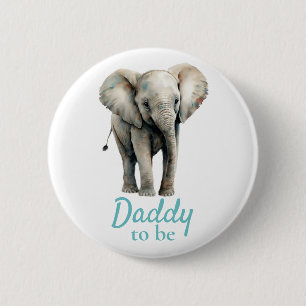 Macaron Rond 5 Cm Bouton bleu Baby shower Elephant Daddy