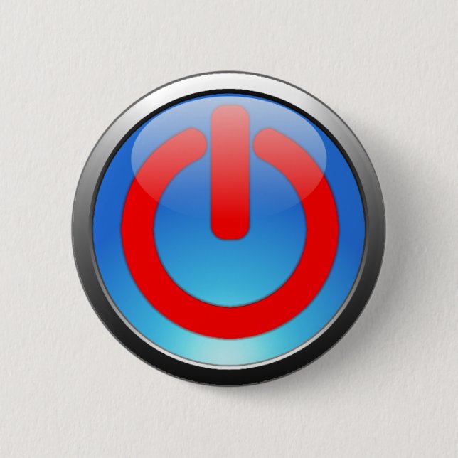 Macaron Rond 5 Cm Bouton bleu-clair de puissance (Devant)