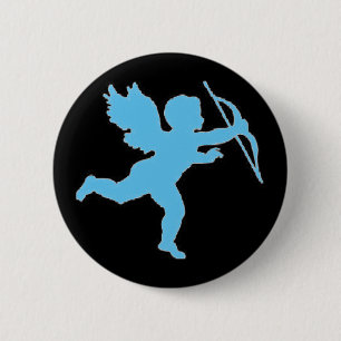 Macaron Rond 5 Cm Bouton Bleu Cupid Sur Noir
