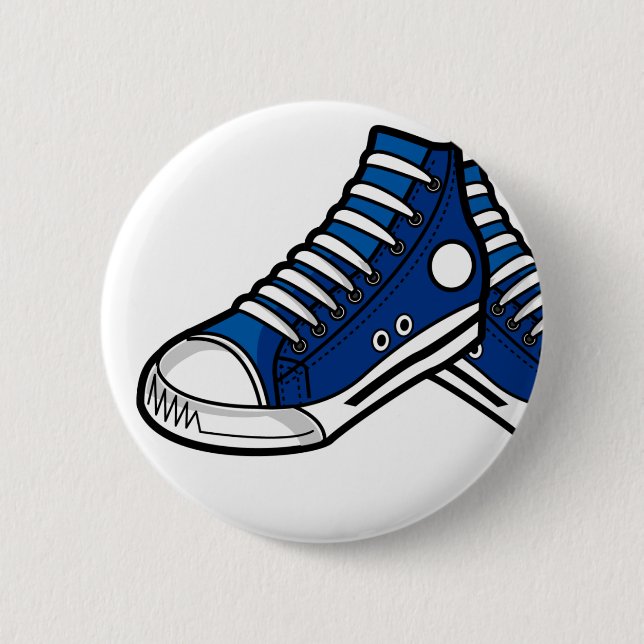 Macaron Rond 5 Cm Bouton bleu de basket de basket-ball (Devant)
