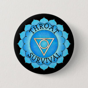 Macaron Rond 5 Cm Bouton BLEU de Chakra de Chi de COMMUNICATION de