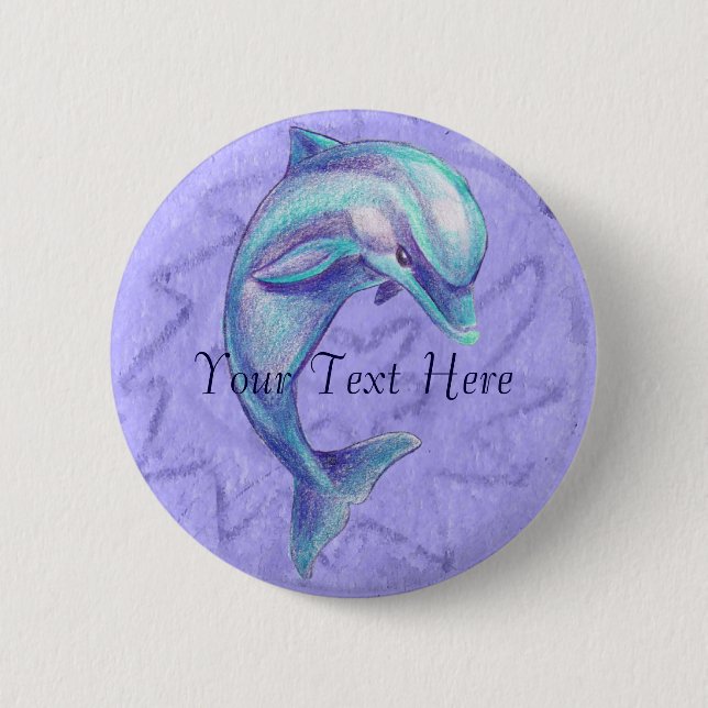 Macaron Rond 5 Cm Bouton bleu de dauphin (Devant)