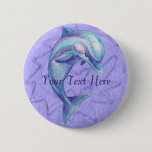 Macaron Rond 5 Cm Bouton bleu de dauphin