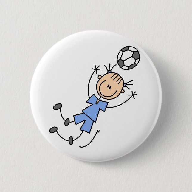 Macaron Rond 5 Cm Bouton bleu de footballeur de fille (Devant)