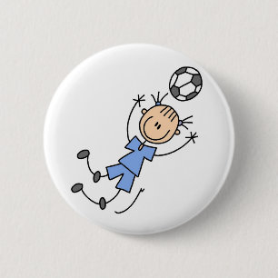 Macaron Rond 5 Cm Bouton bleu de footballeur de fille