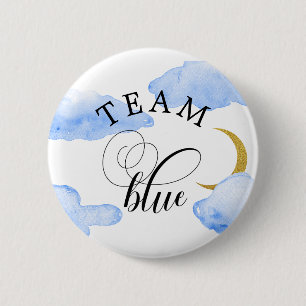 Macaron Rond 5 Cm Bouton bleu de l'équipe aquarelle