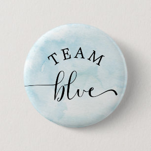 Macaron Rond 5 Cm Bouton bleu de l'équipe aquarelle