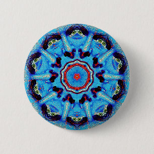 Macaron Rond 5 Cm Bouton bleu de mandala d'homme