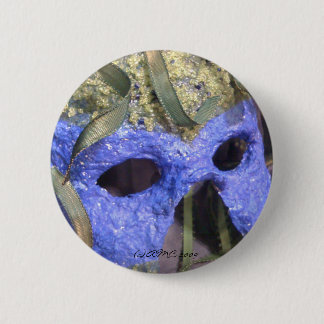 Macaron Rond 5 Cm Bouton bleu de masque