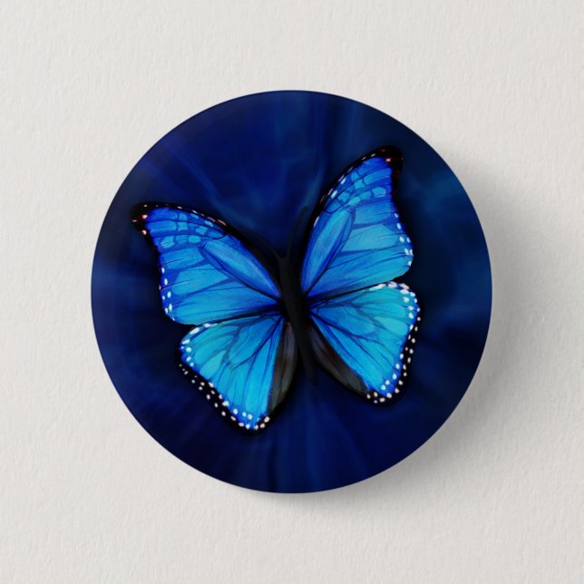 Macaron Rond 5 Cm Bouton bleu de papillon (Devant)