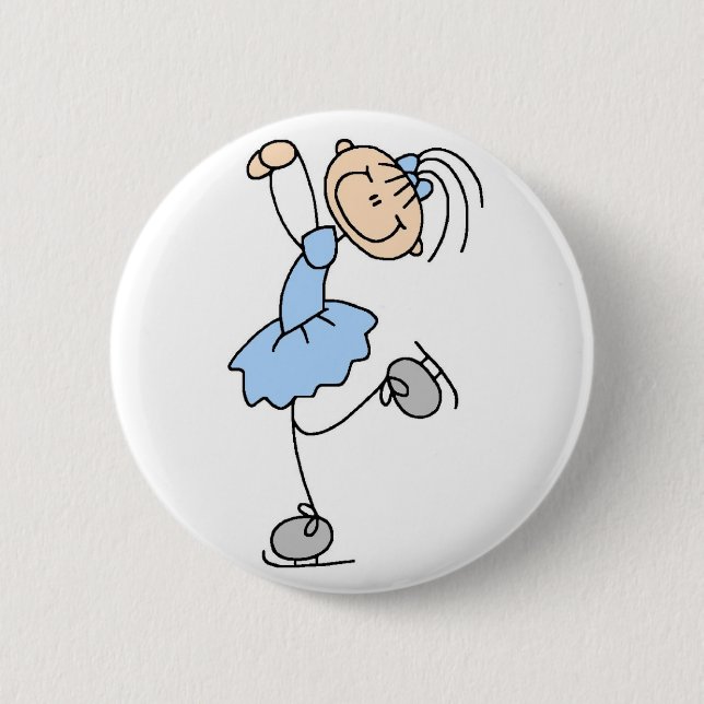 Macaron Rond 5 Cm Bouton bleu de patineur artistique (Devant)