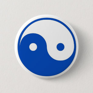 Macaron Rond 5 Cm Bouton bleu de Yin-Yang